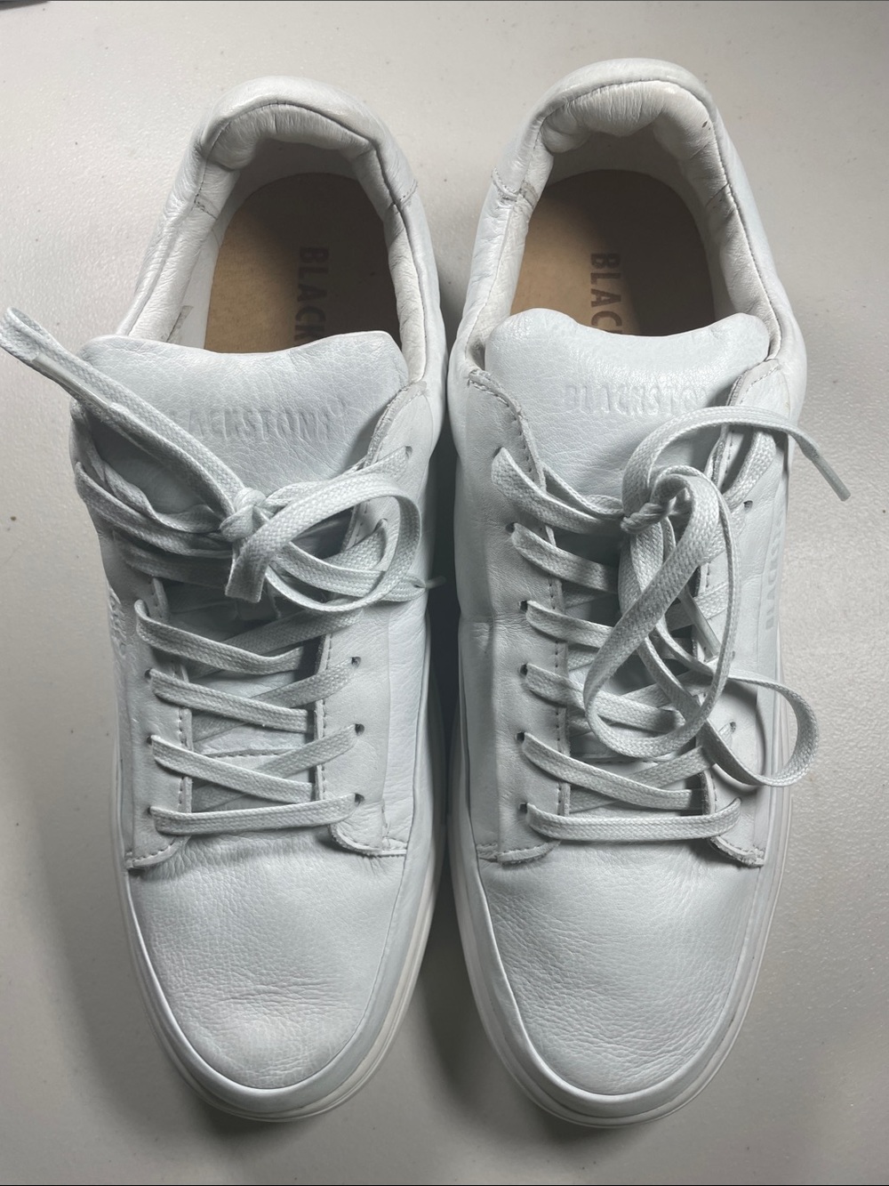 Blackstone Men's White Leather Lace-Up Sneakers